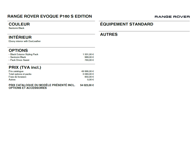 Land Rover Range Rover Evoque neuve à Waterloo à 54.020 € | Gocar.be